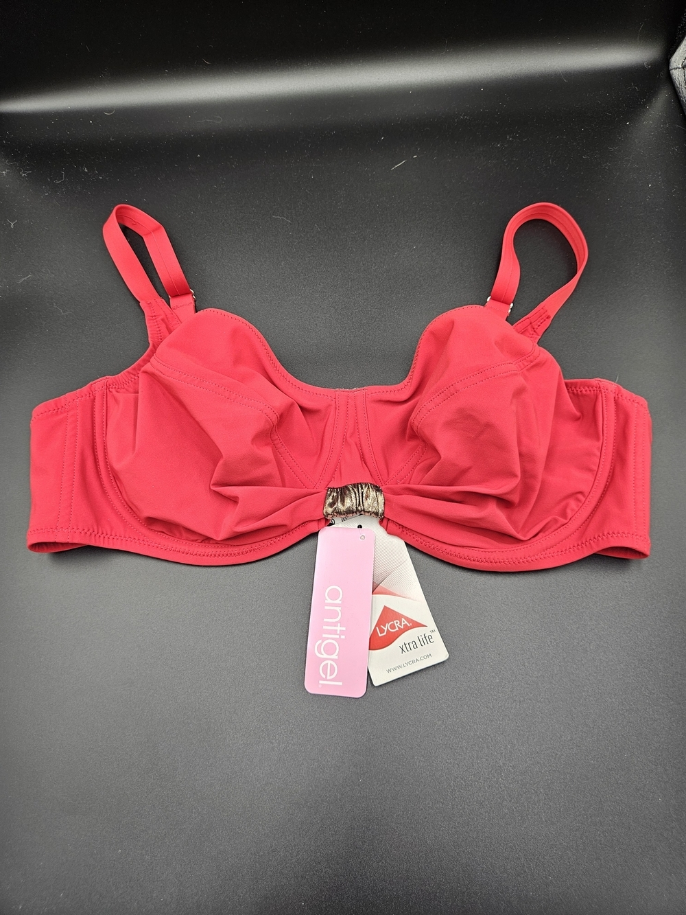 Antigel by Lise Charmel Red Underwire Bikini Top Bow Detail Size 38E NWT